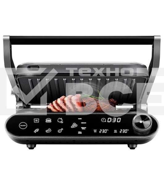 Гриль Redmond SteakMaster GM-303 cерый, 2200 Вт, дисплей, таймер, антипригарное покрытие