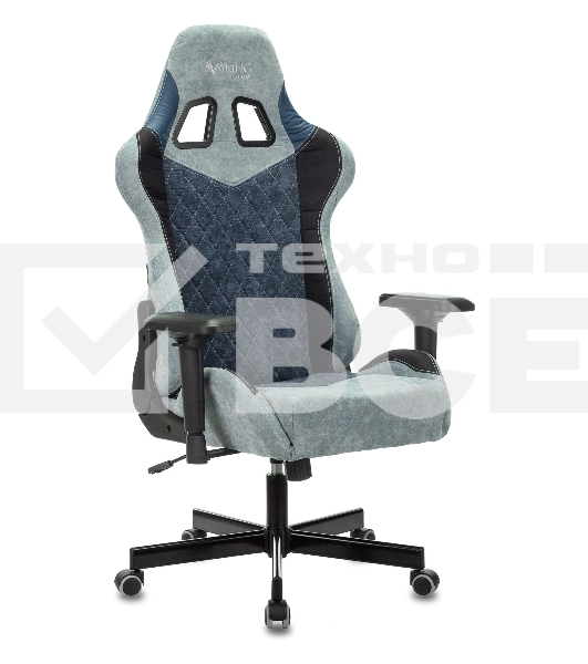 Кресло игровое Бюрократ VIKING 7 KNIGHT BL FABRIC синий текстиль/эко.кожа крестовина металл/пластик