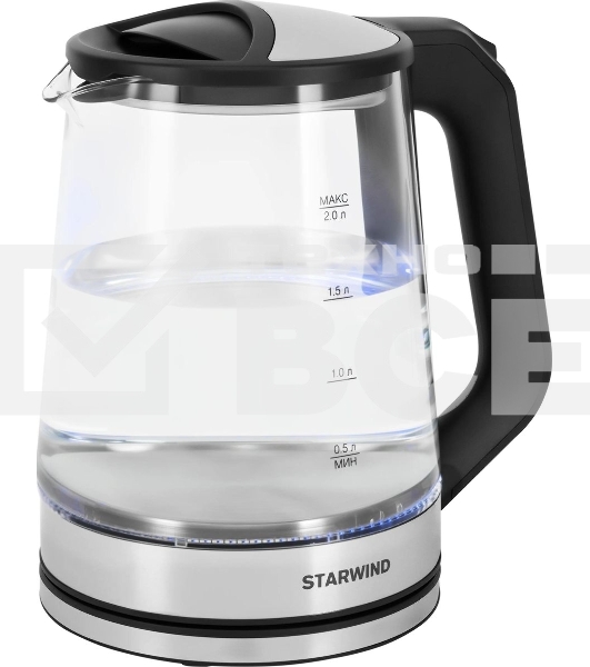 Чайник электрический Starwind SKG2112 2л. 1800Вт черный/прозрачный корпус: стекло