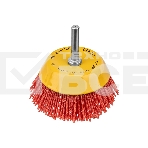 Щетка для дрели Denzel 75 мм, чашка, со шпилькой, нейлоновая щетина, фото 1