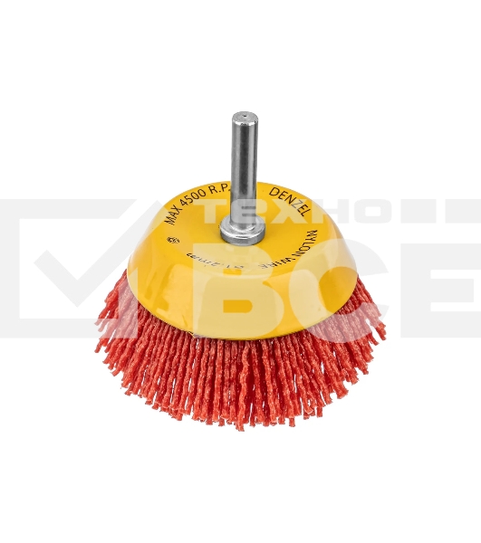 Щетка для дрели Denzel 75 мм, чашка, со шпилькой, нейлоновая щетина