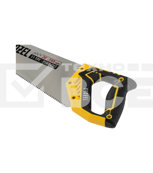 Ножовка по дереву Denzel 500 мм, 9 TPI, зуб 3D, двухкомпонентная рукоятка