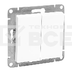 Механизм выключателя EKF UP1-SWW-21 двухклавишный, проходной, белый Эпика, фото 1