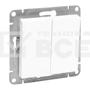 Механизм выключателя EKF UP1-SWW-21 двухклавишный, проходной, белый Эпика