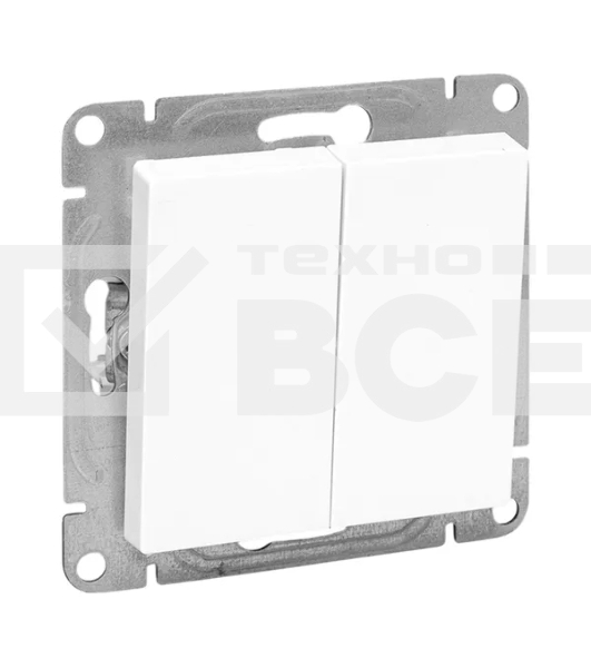 Механизм выключателя EKF UP1-SWW-21 двухклавишный, проходной, белый Эпика