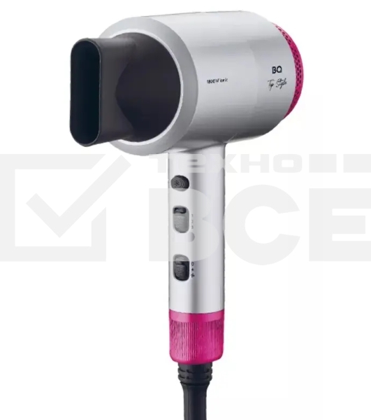 Фен BQ HD1818M серый/розовый, 1800 Вт, ионизация