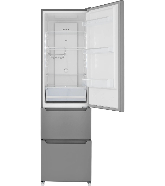 Холодильник Zugel ZRFD200X нержавеющая сталь трехкамерный 197/85л морозилка снизу, No Frost