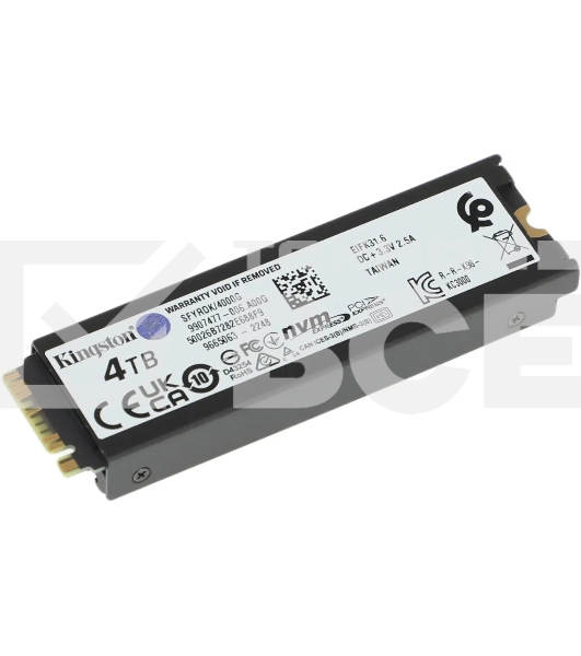 Накопитель SSD Kingston Fury Renegade, 4Tb, PCIe 4.0 x4, M.2 2280, NVMe, R/W 7300/7000, с радиатором