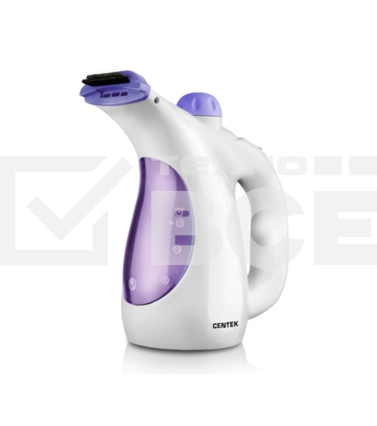 Отпариватель ручной Centek CT-2380 (бел/фиолет) 800Вт, 330мл, 15г/мин, регулятор мощ, насадка-щетка