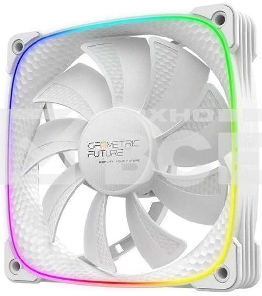 Вентилятор корпусный Case Cooler Geometric Future Squama 2503RW-12 Reverse (120x120x25мм, 4-pin PWM, ARGb, 57.67CFM, 29.87dBA, 1500RPM, белый)