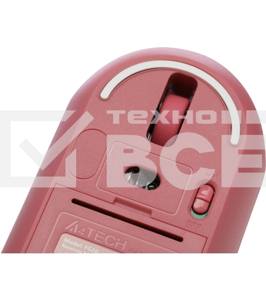 Мышь беспроводная A4Tech Fstyler FG20 розовый, 2000 dpi, радиоканал, USB, кнопки - 4