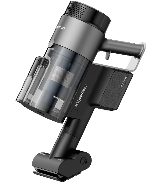 Пылесос вертикальный Grundig VCP 9330 черный/синий, питание от аккумулятора, 150 Вт, уборка сухая, пылесборник 0.5 л