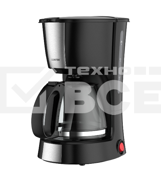 Кофеварка капельная Centek CT-1148 Steel/Black, исп. кофе - молотый, 0.6 л, 600 Вт.