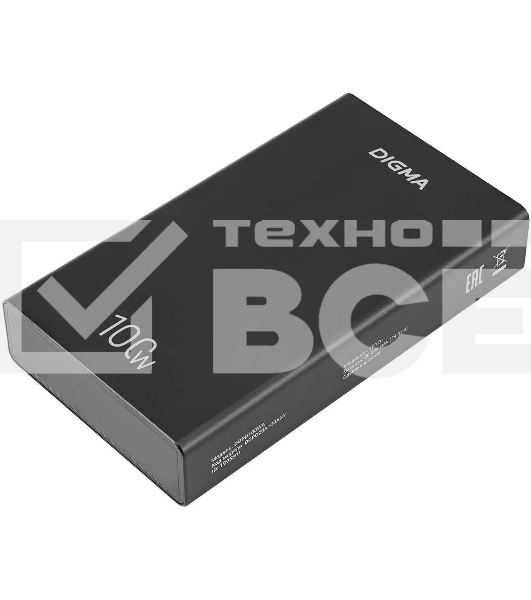 Портативный аккумулятор Digma DGPD100WA 20000mAh QC3.0/PD3.0 100W 5A 2xUSB-A/2xUSB-C черный