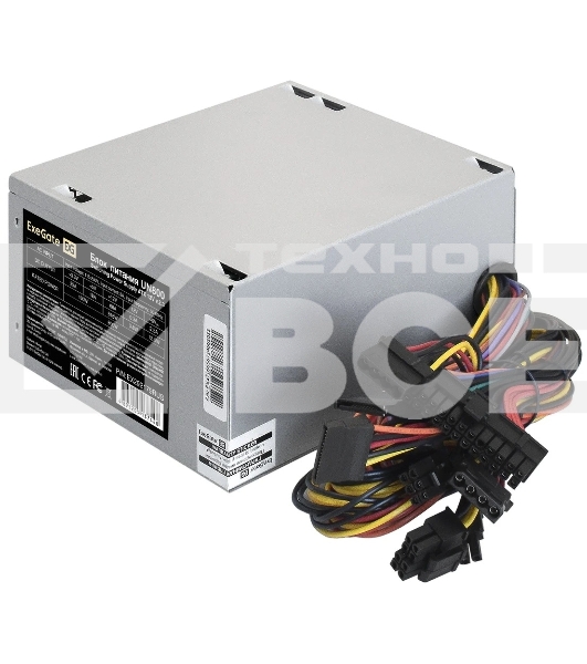 Блок питания ExeGate UN800, 800W, (ATX, SC, 12cm fan, 24pin, 2x(4+4)pin, 2xPCI-E, 5xSATA, 3xIDE, кабель 220V 1,8м с защитой от выдергивания)