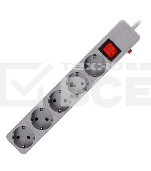 Сетевой фильтр Smartbuy (SBSP-5-18-G) 5 гн х 1,8 м серый