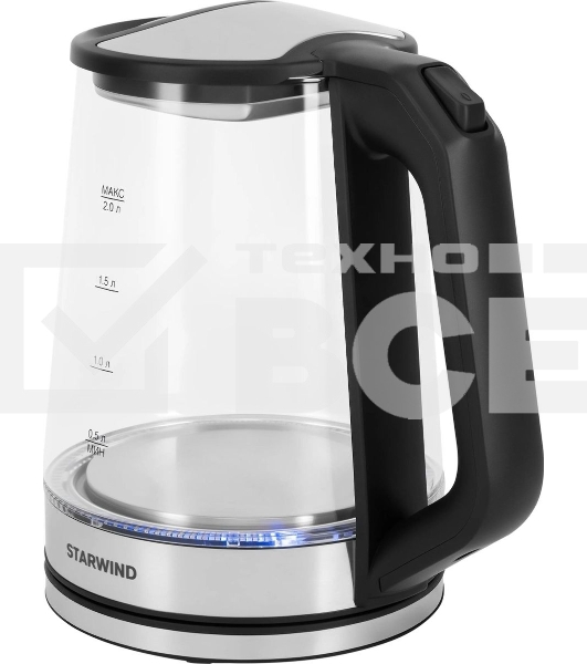 Чайник электрический Starwind SKG2112 2л. 1800Вт черный/прозрачный корпус: стекло