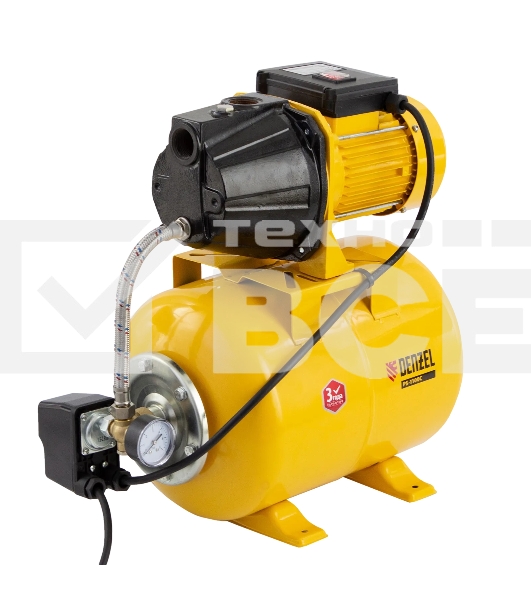 Насосная станция Denzel PS1100С 1100 Вт, 4500 л/ч, ресивер 24 л, подъем 46 м, чугун