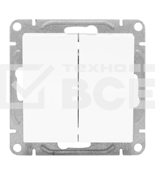 Механизм выключателя EKF UP1-SWW-21 двухклавишный, проходной, белый Эпика