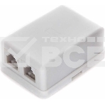 Розетка телефонная TA-102 RJ-11 (6P4C) внешняя 2 порта, белый, фото 1