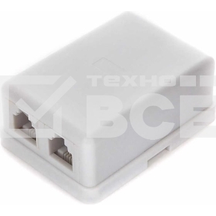Розетка телефонная TA-102 RJ-11 (6P4C) внешняя 2 порта, белый