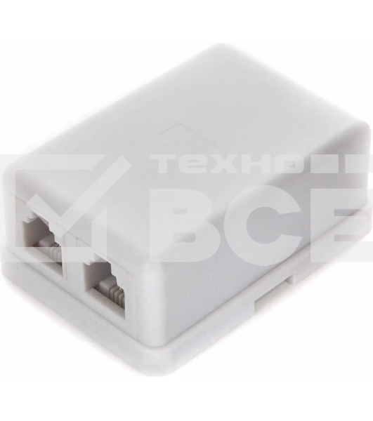 Розетка телефонная TA-102 RJ-11 (6P4C) внешняя 2 порта, белый