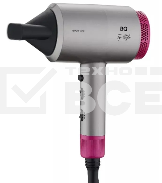 Фен BQ HD1818M серый/розовый, 1800 Вт, ионизация