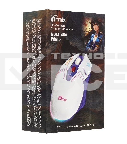 Мышь проводная Ritmix ROM-400 White