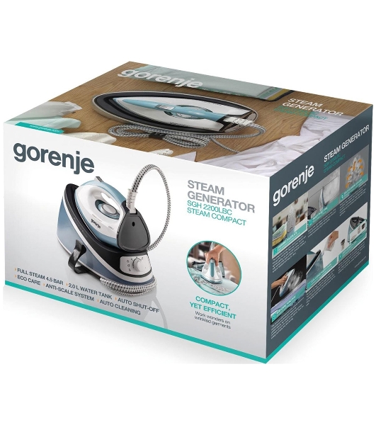 Парогенератор Gorenje SGH2200LBC белый/голубой, 2200 Вт, 50 г/мин, 100 г/мин, 2000 мл