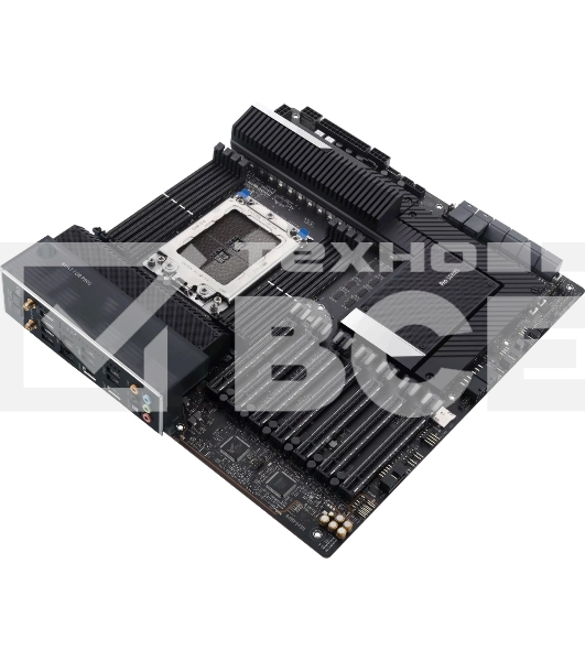 Материнская плата ASUS Pro WS WRX80E-SAGE SE WIFI II, sWRX8, AMD WRX80, 8xDDR4, 8xSATA, 3xM.2, 7xPCI-E 4.0 x16, 2xRJ-45 10Gb, 8xUSB 3.2 Gen 2, 1xUSB 3.2 Gen 2, 1xUSB 3.2 Gen 2x2, 5x3.5 мм, 7.1, E-ATX