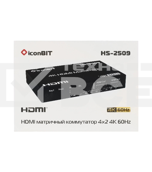 Матричный коммутатор HDMI IconBIT HS-2509 4x2, поддержка 4К60