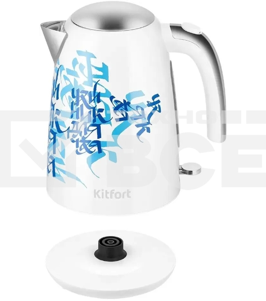 Чайник электрический Kitfort КТ-6772 1.7л. 2200Вт белый/синий корпус: металл/пластик