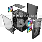 Компьютерный корпус XASTRA A305M 3FRGb Black mATX/Mesh/ tempered glass / 2x140мм + 1x120мм FRGb fans/ A305M-2FC14F-1FC12F, фото4