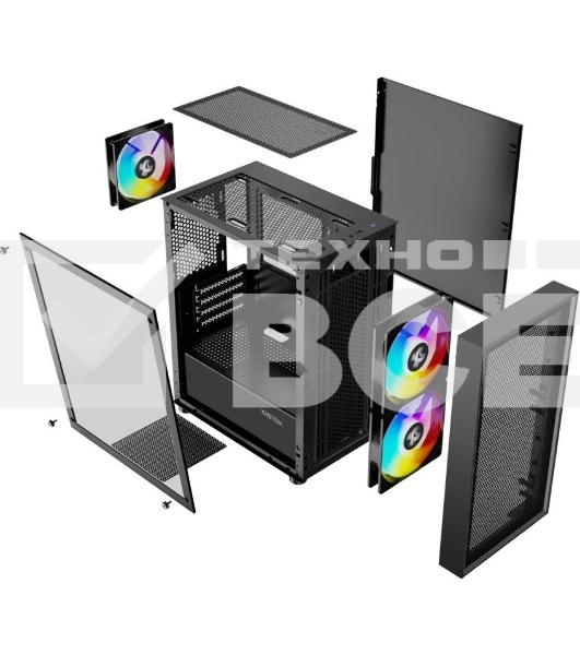 Компьютерный корпус XASTRA A305M 3FRGb Black mATX/Mesh/ tempered glass / 2x140мм + 1x120мм FRGb fans/ A305M-2FC14F-1FC12F