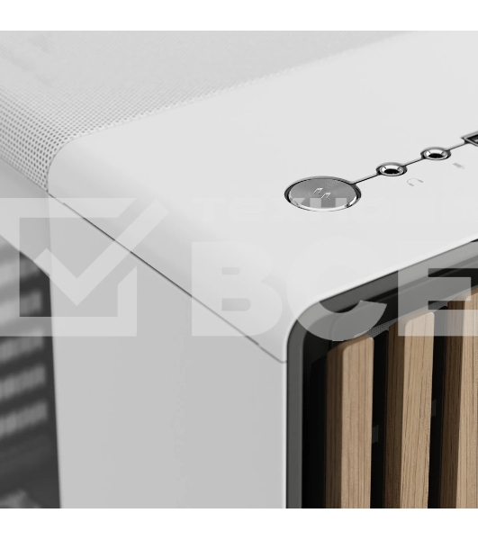 Компьютерный корпус без блока питания Case Fractal Design North TG Clear Tint, Midi-Tower, 2x140мм, 2xUSB-A 3.2 + 1xUSB 3.2 Type-C ATX, mATX, mITX Wood panel, Chalk белый