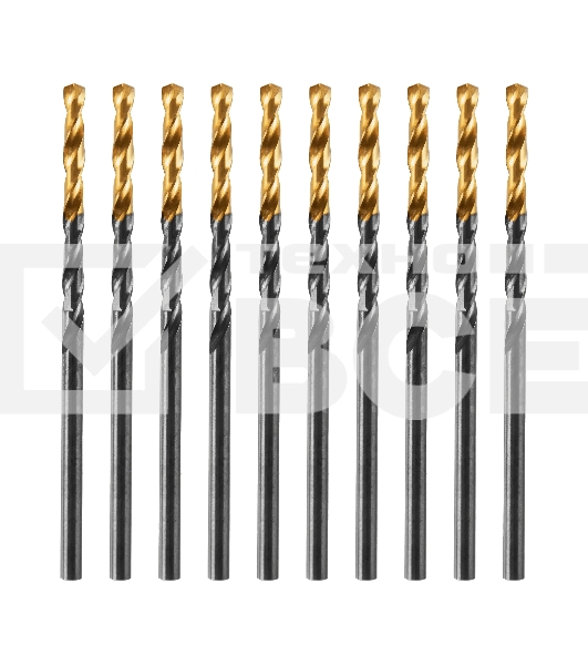 Сверло по металлу Denzel 2,5 мм, HSS-Tin, Golden Tip, 10 шт.