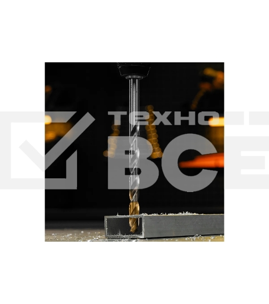 Сверло спиральное по металлу Denzel 12 x 205 мм, Р6М5, Golden Tip, удлиненное