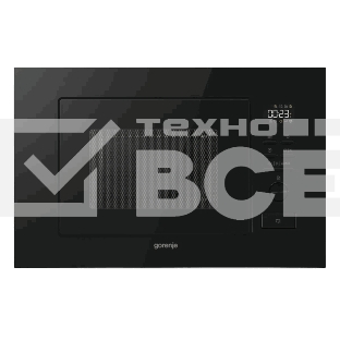 Встраиваемая микроволновая печь Gorenje, 20 л, 5 уровней мощности, 8 автопрограмм, электронное управление/утапливаемый переключатель, дисплей, гриль, поворотный стол, пошаговое приготовление, быстрый старт, черный