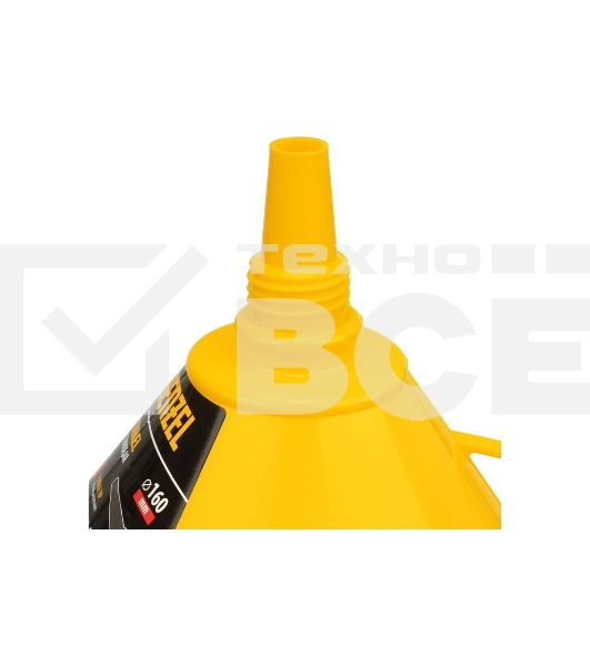 Воронка пластиковая Denzel 160 мм с металлическим ситом, непроливайкой и гибким наконечником