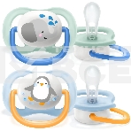 Соска-пустышка Philips Avent SCF080/05 Слон/Пингвин, 0-6 мес, 2 шт, для мальчиков, фото 1