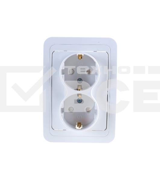 Розетка 2-м CLASSICO защ. шторки с заземл. 2128x бел. ASD / IN HOME 4690612000985