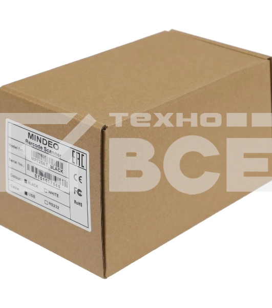 Сканер штрих-кода стационарный Mindeo MP725 Kit, 1D/2D имидж, проводной, 45 скан/сек, чёрный