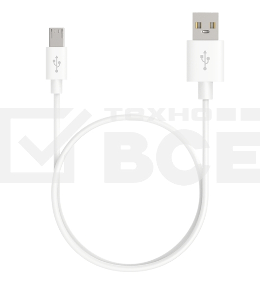 Кабель Maxvi MC-01L white USB-A - microUSB, 2A ток макс. нагрузки 2А, макс. напряжение 5V; стандарт USB 2.0; длина разъема microUSB 8,9 мм, длина кабеля 1м, материал PVC, белый