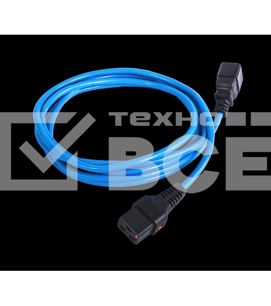 Шнур питания с фиксатором REM IEC 60320 C19/IEC 60320 C20, 16 А/250 В (3 x 1,5), длина 1,8 м, синий R-16-Cord-C19-C20-1.8-Blue