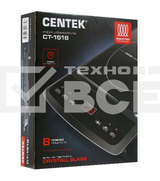 Плита настольная индукционная Centek CT-1518 2000Вт 8 настроек мощности, LED-дисплей таймер, сенсор. управл.
