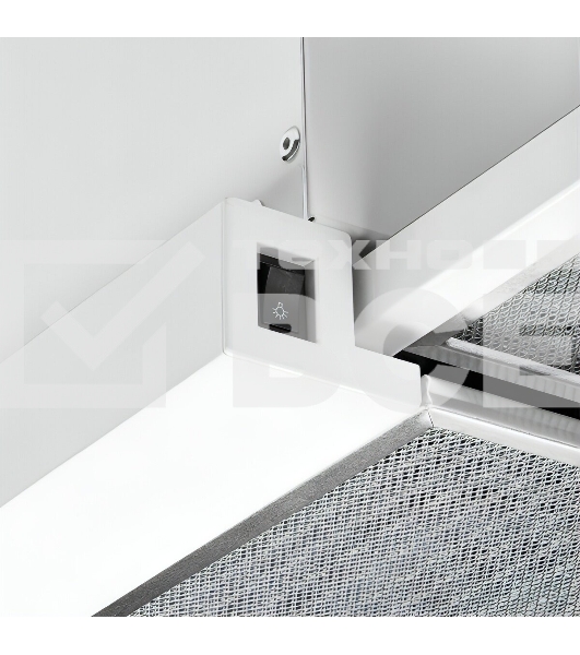 Вытяжка встраиваемая Kuppersberg SLIMLUX 60 W, ширина 55,2 см, отвод/рециркуляция, 550 м3/час, механическое кнопочное управление, 3 скорости, светодиодное освещение 2х2 Вт, металлические жироулавливающие фильтры, угольный фильтр KF-Y (опция), белый