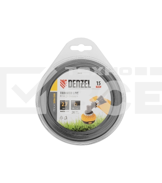 Леска для триммера Denzel двухкомпонентная звезда, 2,7мм х 15м, блистер EXTRA CORD