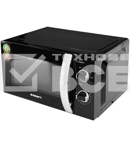 Микроволновая печь Kraft KF20MW7B-203M черный, 20 л, 700 Вт, переключатели - поворотный механизм