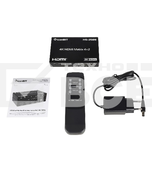 Матричный коммутатор HDMI IconBIT HS-2509 4x2, поддержка 4К60