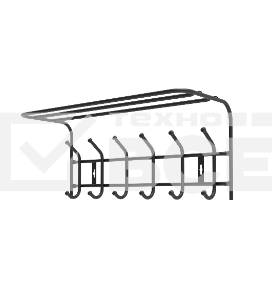 Вешалка с полкой Ника-Премиум ВП6М/Ч черная, 6 крючков